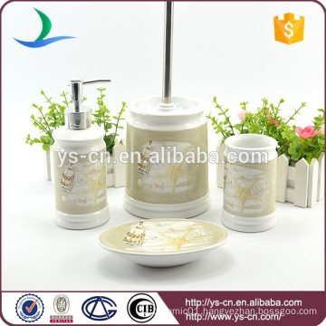 4pcs modern houseware ceramic bath set gift with decal
